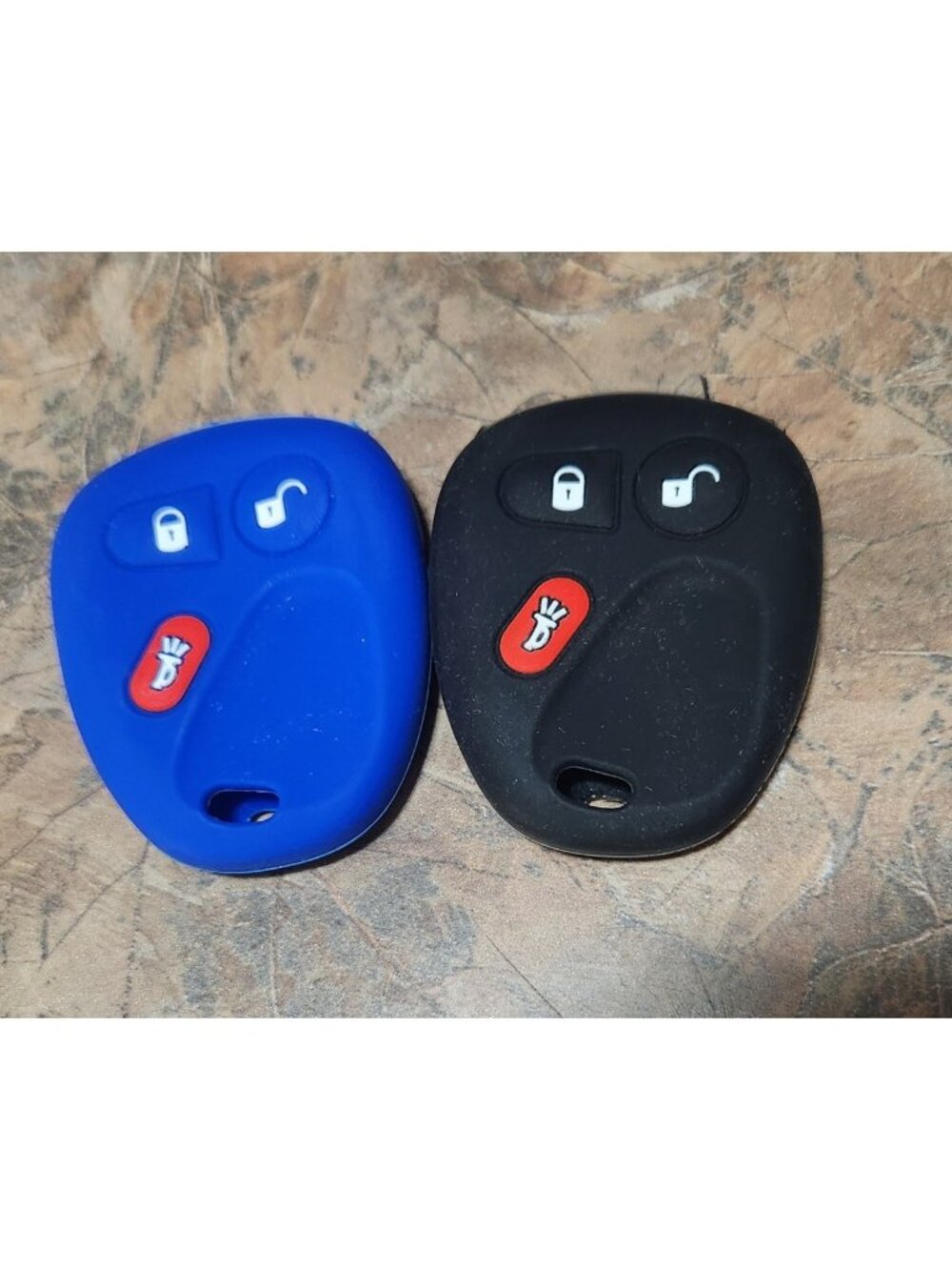 Silicone Key Fob Covers 2pcs 3Button Set Black & Blue